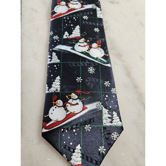 Set Three Greetings Ties Holiday Season, Set Of 3 Vintage Christmas Ties - Picture 3 of 8
